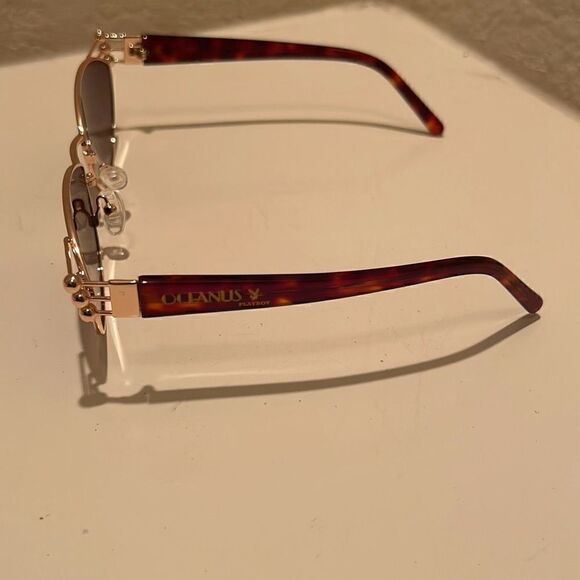 Oceanus Playboy Collab Women's Sunglasses Retro Gold Cat Eye Tortoiseshell Arm - Picture 2 of 8